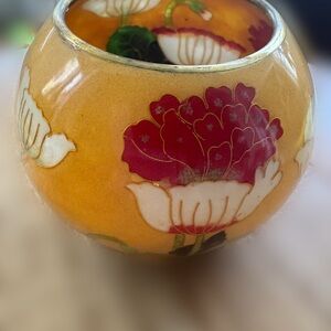 circa 1999 william yee cloisonne enamel vase/candle/votive/tea light holder